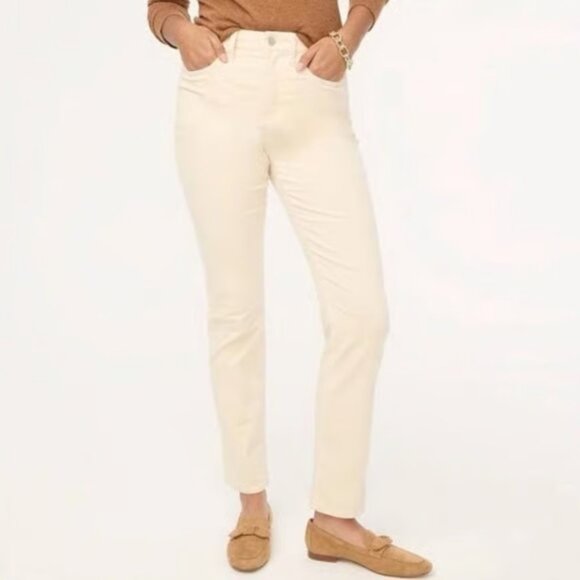 LOFT Cream Straight Leg Cropped Pants Womens Size 29/8 Ivory Corduroy - EUC! - Picture 1 of 9